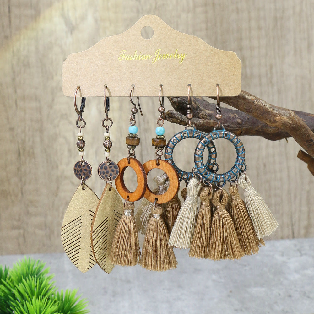 Wholesale Bohemian Vintage Three Pair Alloy Earrings